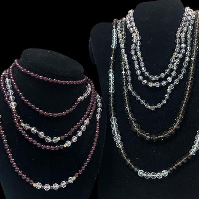 Collection 14k Gold, Amethyst, and Faceted Glass Beaded Necklaces