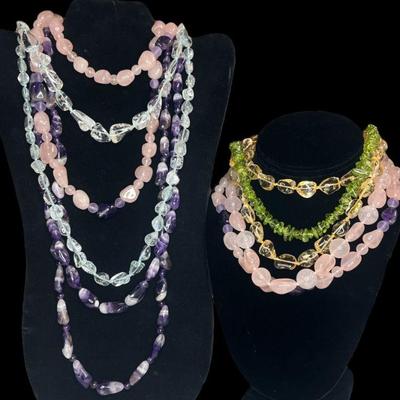 Collection Assorted Semi Precious Stone Necklaces, Some 14k Gold