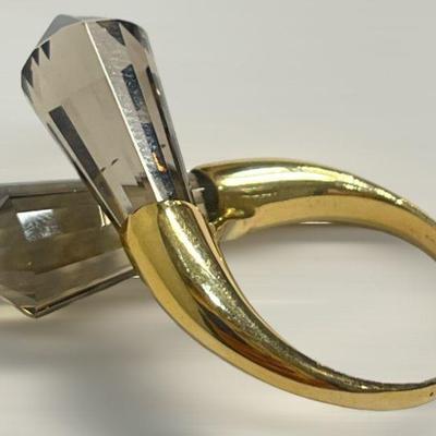 Vintage 14k Gold and Smoky Topaz Statement Ring