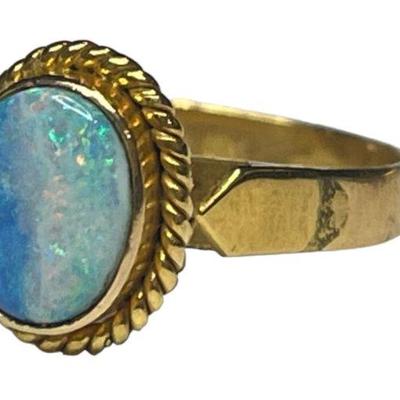 14k Gold and Opal Signet Ring