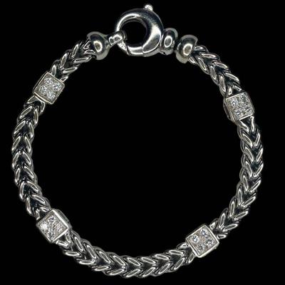 Heavy 14k White Gold and Diamond Bracelet