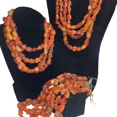 Large Collection Tumbled Carnelian Strands