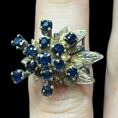 Vintage 10k Gold and Sapphire Cocktail Ring
