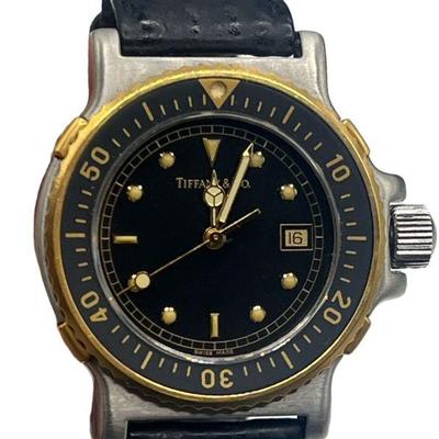 Vintage TIFFANY & CO. 18k Gold Mens Diver Watch