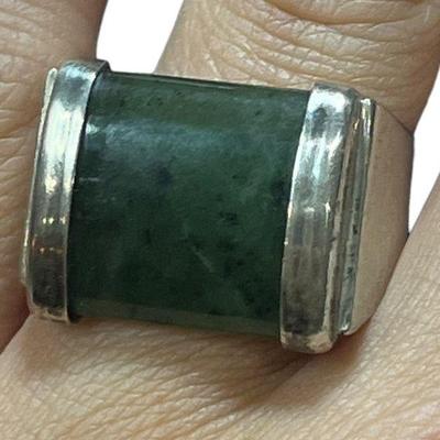 Vintage Sterling Silver and Jade Ring