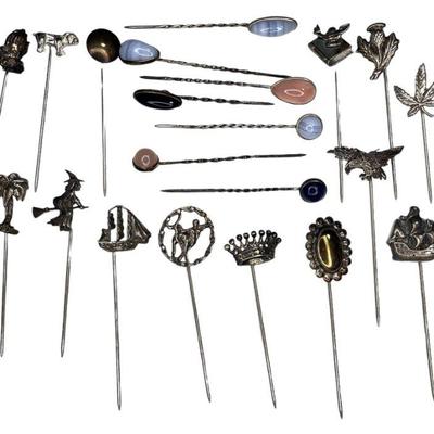 Collection Sterling Silver Stick Pins, Vintage
