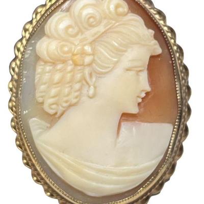 Victorian Gold Filled Cameo Brooch
