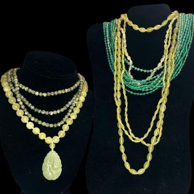 Collection Amazonite, Green Onyx, and Epidote Necklaces, Strands