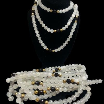 Collection Gold Filled, Onyx, and Clear Onyx Necklace Strands