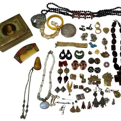 Collection Vintage Costume Jewelry, Some Sterling, DIOR, LOCKE, CASTILLO