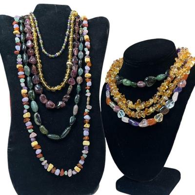 Collection Assorted Semi Precious Stone Necklaces, Some 14k Gold