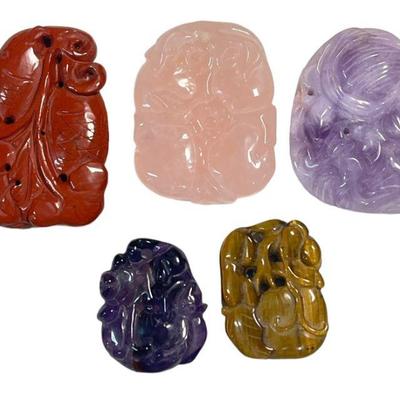 Five Chinese Semi Precious Stone Carvings