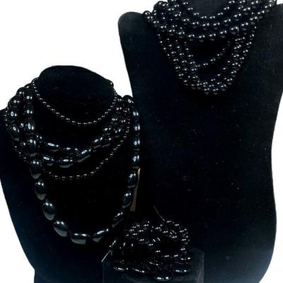 Large Collection Black Onyx Bead Strands