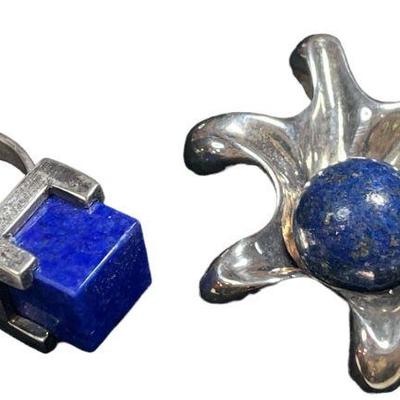 Vintage Denmark Sterling Silver and Sodalite Ring & Pendant