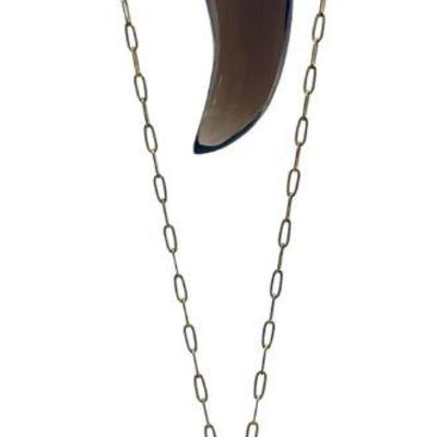 Two Gold Plated Smoky Topaz Claw Pendant Necklaces