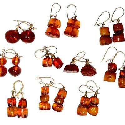 Ten Pairs of Amber Earrings