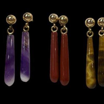 Collection 14k Gold and Semi Precious Stone Earrings