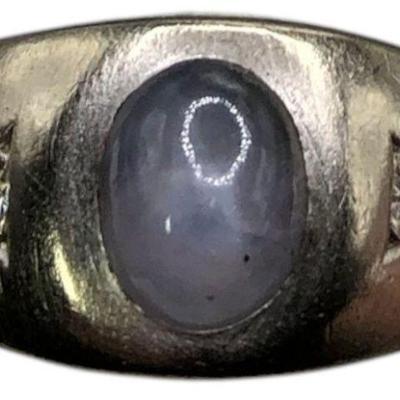 Vintage 14k White Gold, Diamond, and Star Sapphire Ring