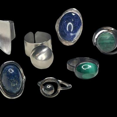Sterling Silver & Pewter Danish Modern Rings
