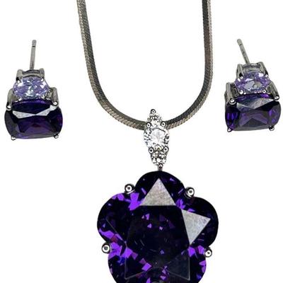 Sterling Silver and Amethyst Necklace and Earrings