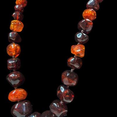Vintage Graduated Amber Bead Necklace