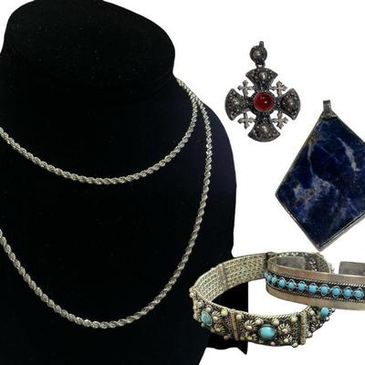 Collection Vintage Silver Filigree and Multi Gem Jewelry