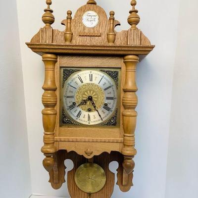 MAGR617 German Wall Clock	This lot includes a Tempus Fugit wooden wall clock with tuning keys,tested and works
