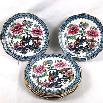 BIGA234 Vintage/Antique Losol Ware, Keeling & Co. Plates Set#1	6 Peacock depiction plates, made in England.
