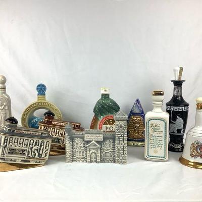 BEDO802 Vintage Jim Beam & Ezra Brooks Collectible Decanters	Mixed variety of decanter types.

