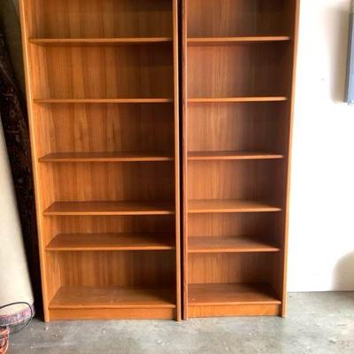 TOSH306 Two Tall, Made In Denmark, Wood Book Shelves	Larger bookshelf is 79.5" Tall x 33" Wide x 12" Deep. The small...