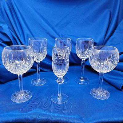 WATERFORD CRYSTAL Assorted Red and White Wine Glasses in Assorted Patterns - Six Total