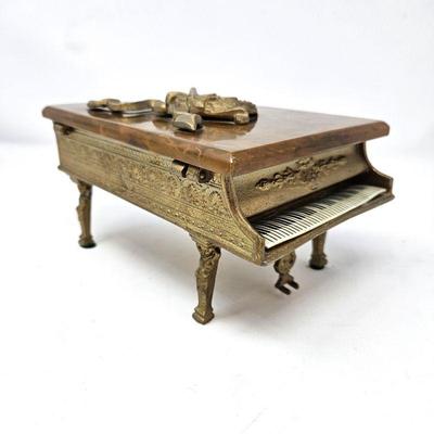  BAKELITE Thorens Swiss Grand Piano Music Box and Trinket Box with Brass Base