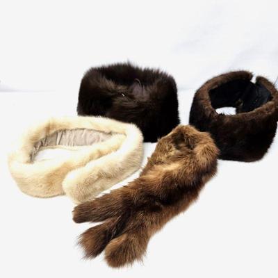 Set of Four Vintage Mink Accessories - Clip on Shawl, Ear Cover, Collar, and Mink Body