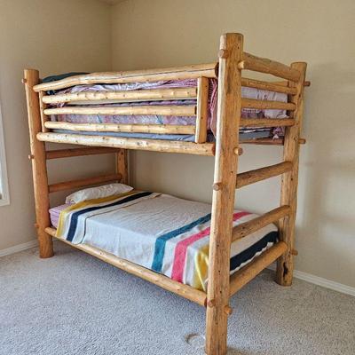  Log Bunk Bed in Solid Pine - Comes with Mattresses and Bedding