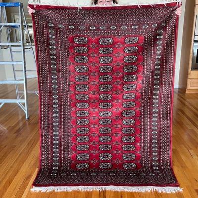  (4ft x 6ft) Pakistani Bokhara Rug- Antique Red Hand Knotted Wool and Silk Boho Tribal Rug