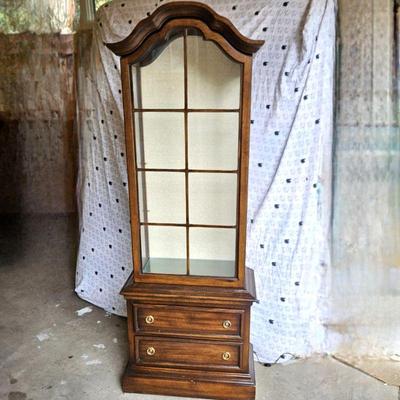Mahogany Smaller Size Display Cabinet with Dovetailed Drawers and Glass Cabinet with Magnetic Closure