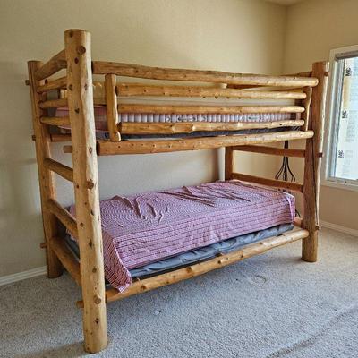  Log Bunk Bed in Solid Pine - Comes with Mattresses and Bedding