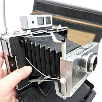  Polaroid Automatic 250 Land Camera with Self Timer, Flash Bulb, and Instruction Manual all in Camera Case c. 1970