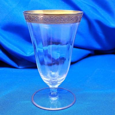  6 Tiffin Franciscan Minton Glass Gold Rim Encrusted Goblets -Water/Wine Glasses
