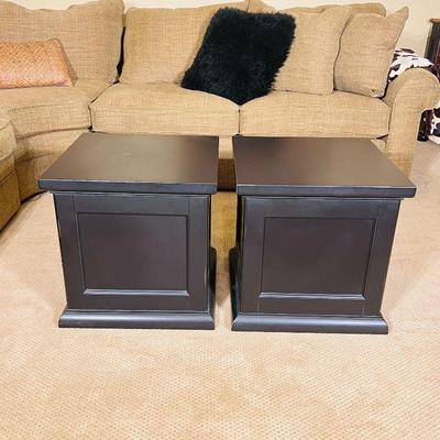 Set of Two Pottery Barn Nantucket Cubes Storage Side Tables