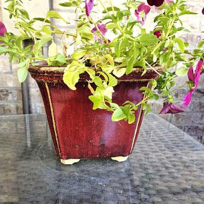  Lovely Red Italian Pottery Planter in a Footed Square Shape 10" Square x 8"H - Frost Proof
