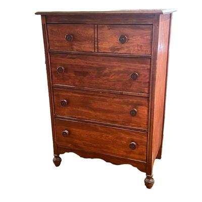 Antique Wooden Highboy Dresser w/ Dovetailed Drawers on Legs w/ Beautiful Mahogany Tones!