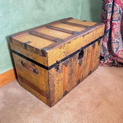 - Charming Smaller Antique Trunk with Original Inserts 31" x 17" x 20"H