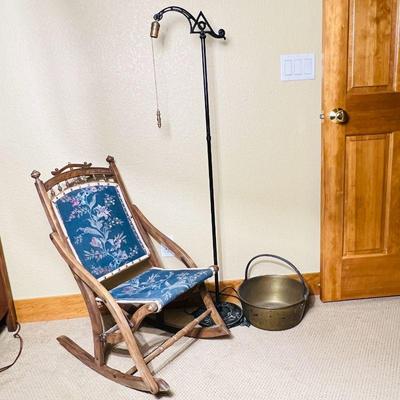 Antique 3pc Collection - Victorian Folding Rocking Chair,