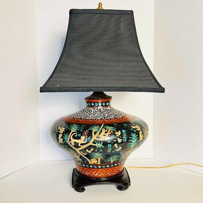 Vintage Decorative Lamp - Unique Hand-Painted Design with Jungle Theme