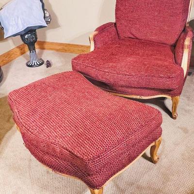 Vintage Louis XV Style Berger Armchair and Ottoman
