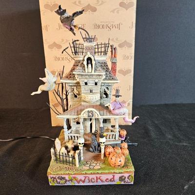  Jim Shore Heartwood Creek Halloween Haunted House with Animated Flying Witch & Scary Laugh