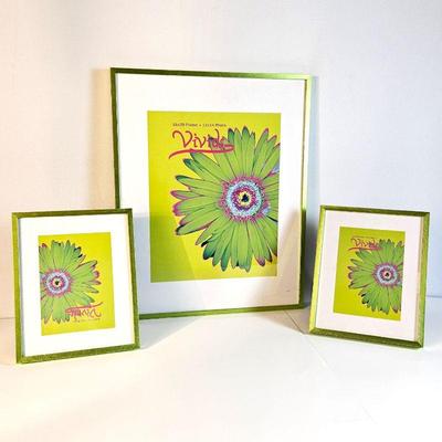 Set of Three Fun Lime Green Metallic Frames (New) 2- 8x10 and 1-16x20