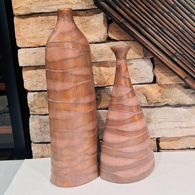 Decorative Ceramic Vases - Unique Textured Design, Set of 2