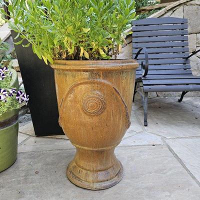 Stunning Tall Italian Pottery Urn Planter Fully Glazed in Warm Browns and Golds - 22"T x 15"W